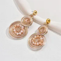 1 Pair Vintage Style Simple Style Round Water Droplets Beaded Inlay Plastic Glass Glass Drop Earrings sku image 5