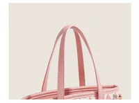 Women's Medium Pu Leather Cherry Argyle Cute Classic Style Zipper Tote Bag main image 7