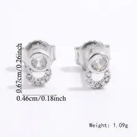 1 Pair 14K Gold Plated White Gold Plated 925 Sterling Silver Zircon Cross Star Ear Studs main image 5