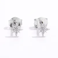 1 Pair 14K Gold Plated White Gold Plated 925 Sterling Silver Zircon Cross Star Ear Studs main image 2