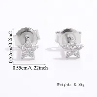 1 Pair 14K Gold Plated White Gold Plated 925 Sterling Silver Zircon Cross Star Ear Studs sku image 1