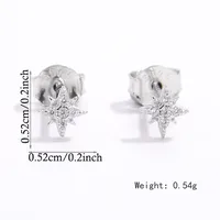 1 Pair 14K Gold Plated White Gold Plated 925 Sterling Silver Zircon Cross Star Ear Studs sku image 2