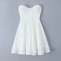 Women's White Dress Elegant Streetwear Strapless Sleeveless Ditsy Floral Solid Color Above Knee Daily main image 4