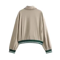 Women's Streetwear Solid Color Contrast Binding Zipper Coat main image 4