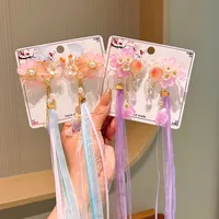 Girl'S IG Style Sweet Leaves Flower Cloth Rhinestone Tassel Pearl Hair Clip main image 1