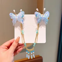 Girl'S IG Style Sweet Leaves Flower Cloth Rhinestone Tassel Pearl Hair Clip sku image 20