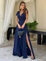 Women's Party Dress Elegant V Neck Sleeveless Solid Color Maxi Long Dress Banquet Evening Party main image 9