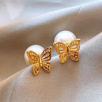 1 Pair Simple Style Classic Style Solid Color Inlay Zinc Alloy Pearl Ear Studs main image 5