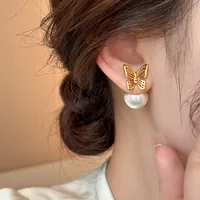 1 Pair Simple Style Classic Style Solid Color Inlay Zinc Alloy Pearl Ear Studs main image 8