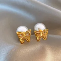 1 Pair Simple Style Classic Style Solid Color Inlay Zinc Alloy Pearl Ear Studs main image 6