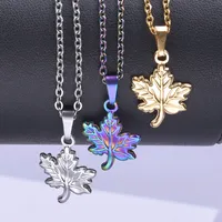 1 Piece 304 Stainless Steel 18K Gold Plated Leaf Pendant main image 4