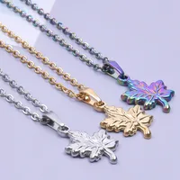 1 Piece 304 Stainless Steel 18K Gold Plated Leaf Pendant main image 3