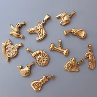 1 Piece 13 * 14mm 15 * 21mm 9 * 17mm Titanium Steel 18K Gold Plated Tiger Elephant Bird Polished Pendant main image 2