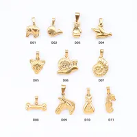 1 Piece 13 * 14mm 15 * 21mm 9 * 17mm Titanium Steel 18K Gold Plated Tiger Elephant Bird Polished Pendant main image 3