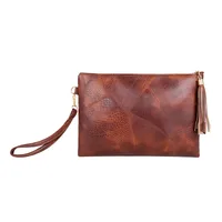 Black Brown Pu Leather Solid Color Clutches sku image 2