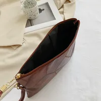 Black Brown Pu Leather Solid Color Clutches main image 4