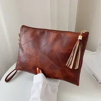 Black Brown Pu Leather Solid Color Clutches main image 1
