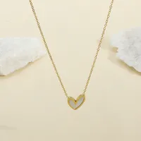 Wholesale Jewelry Vacation Heart Shape 304 Stainless Steel Shell Shell 18K Gold Plated Plating Inlay Pendant Necklace main image 5