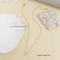 Wholesale Jewelry Vacation Heart Shape 304 Stainless Steel Shell Shell 18K Gold Plated Plating Inlay Pendant Necklace main image 2