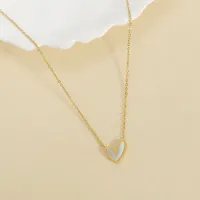 Wholesale Jewelry Vacation Heart Shape 304 Stainless Steel Shell Shell 18K Gold Plated Plating Inlay Pendant Necklace main image 1