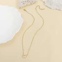 Wholesale Jewelry Vacation Heart Shape 304 Stainless Steel Shell Shell 18K Gold Plated Plating Inlay Pendant Necklace main image 4