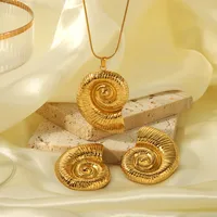 Wholesale Jewelry IG Style Vacation Beach Conch Spiral 304 Stainless Steel 18K Gold Plated Plating Earrings Necklace Jewelry Set main image 6