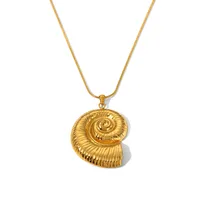 Wholesale Jewelry IG Style Vacation Beach Conch Spiral 304 Stainless Steel 18K Gold Plated Plating Earrings Necklace Jewelry Set main image 3