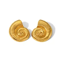 Wholesale Jewelry IG Style Vacation Beach Conch Spiral 304 Stainless Steel 18K Gold Plated Plating Earrings Necklace Jewelry Set main image 2