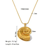 Wholesale Jewelry IG Style Vacation Beach Conch Spiral 304 Stainless Steel 18K Gold Plated Plating Earrings Necklace Jewelry Set main image 7