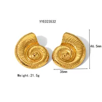 Wholesale Jewelry IG Style Vacation Beach Conch Spiral 304 Stainless Steel 18K Gold Plated Plating Earrings Necklace Jewelry Set main image 8