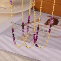 Elegant Bohemian Simple Style Round Natural Stone Agate 18K Gold Plated Necklace In Bulk main image 7