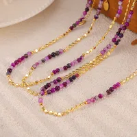 Elegant Bohemian Simple Style Round Natural Stone Agate 18K Gold Plated Necklace In Bulk main image 4