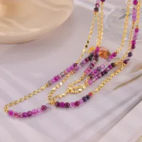 Elegant Bohemian Simple Style Round Natural Stone Agate 18K Gold Plated Necklace In Bulk main image 6