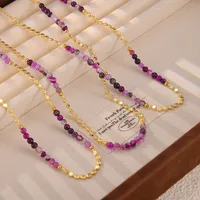 Elegant Bohemian Simple Style Round Natural Stone Agate 18K Gold Plated Necklace In Bulk main image 2