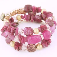 Ethnic Style Irregular Synthetic Resin Beaded Layered Bangle 1 Set main image 1