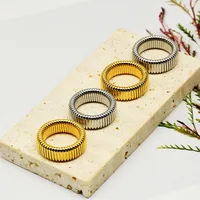 Wholesale Jewelry Simple Style Solid Color Titanium Steel 18K Gold Plated Plating Rings main image 5