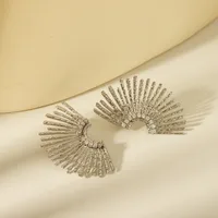 1 Pair Retro French Style Classic Style Sun Inlay 304 Stainless Steel Zircon 18K Gold Plated Ear Studs sku image 2