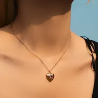 Copper Plating Heart Shape Zircon Pendant Necklace main image 3