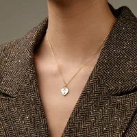 Copper Plating Heart Shape Zircon Pendant Necklace sku image 7