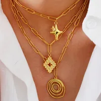 Wholesale Jewelry Simple Style Geometric Titanium Steel 14K Gold Plated Pendant Necklace main image 1