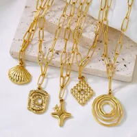 Wholesale Jewelry Simple Style Geometric Titanium Steel 14K Gold Plated Pendant Necklace main image 2