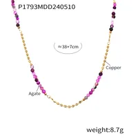 Elegant Bohemian Simple Style Round Natural Stone Agate 18K Gold Plated Necklace In Bulk main image 10