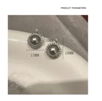 1 Pair 925 Sterling Silver Artificial Pearls Rhinestones Round Ear Studs main image 4
