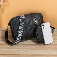 Women's Medium Pu Leather Solid Color Lingge Basic Classic Style Zipper Crossbody Bag main image 2