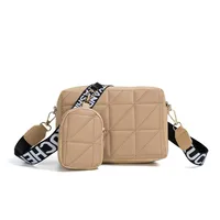 Women's Medium Pu Leather Solid Color Lingge Basic Classic Style Zipper Crossbody Bag sku image 3
