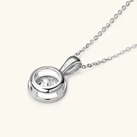 925 Sterling Silver Moissanite Inlay Solid Color Pendant Necklace main image 2