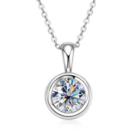 925 Sterling Silver Moissanite Inlay Solid Color Pendant Necklace main image 3