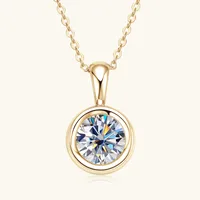 925 Sterling Silver Moissanite Inlay Solid Color Pendant Necklace main image 1