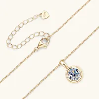 925 Sterling Silver Moissanite Inlay Solid Color Pendant Necklace main image 4