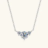 925 Sterling Silver Moissanite Inlay Heart Shape Pendant Necklace main image 1